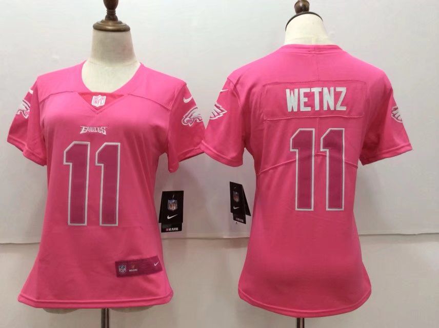 Women Philadelphia Eagles #11 Wentz pink Nike Vapor Untouchable Limited NFL Jerseys->women nfl jersey->Women Jersey